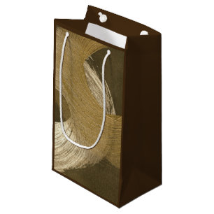 Sacola Para Presentes Pequena Sandstorm circular em Tan e Brown escuro