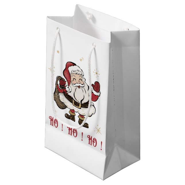 Sacola Para Presentes Pequena Santa Claus White Small Gift Bag (Frente inclinada)