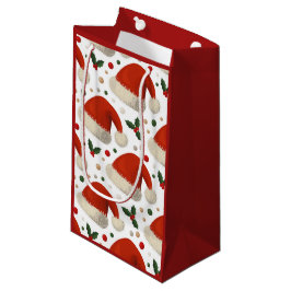 Sacola Para Presentes Pequena Santa Hats