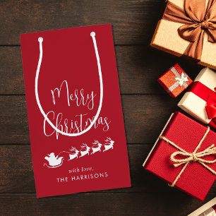 Sacola Para Presentes Pequena Santas Sleigh Red Felry Natal