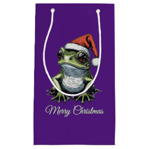 Sacola Para Presentes Pequena Sapo de Natal Cottagecore Vintage Victorian