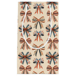 Sacola Para Presentes Pequena Scandi Bows Folk Art Holiday