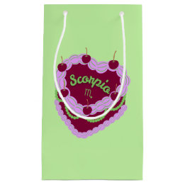 Sacola Para Presentes Pequena Scorpio Zodiac Pastel Bolo de Aniversário