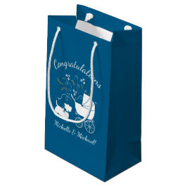 Sacola Para Presentes Pequena Scotty Dog Chá de fraldas Scottish Terrier Blue