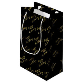 Sacola Para Presentes Pequena Script Dourado Elegante
