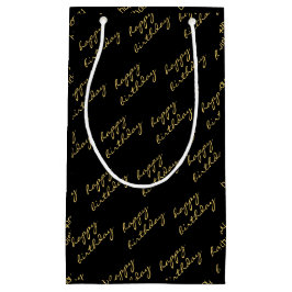 Sacola Para Presentes Pequena Script Dourado Elegante