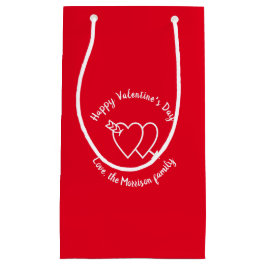 Sacola Para Presentes Pequena script personalizado de corações vermelhos do feli