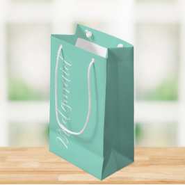 Sacola Para Presentes Pequena Seafoam Stylizlized Script Wedding Bridesmaid