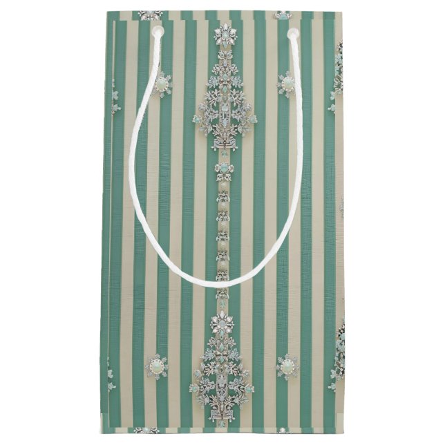 Sacola Para Presentes Pequena Seaoam Striped Crystal Trees (Frente)