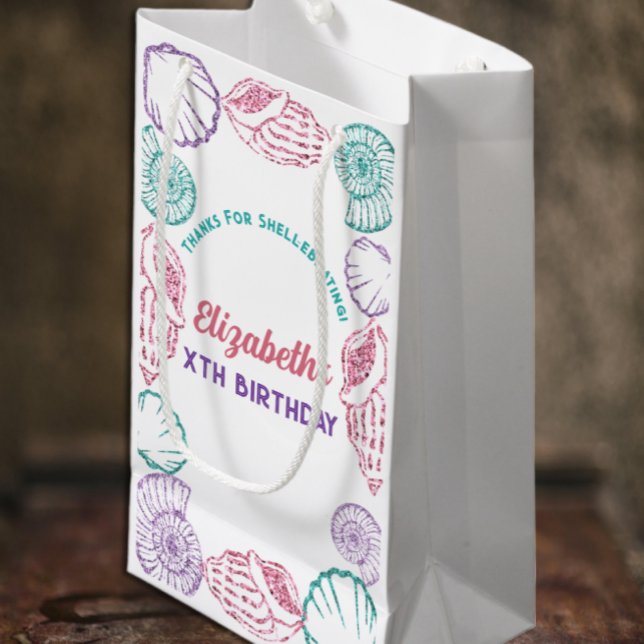 Sacola Para Presentes Pequena Seashell Girls Birthday Gift Bag (Criador carregado)