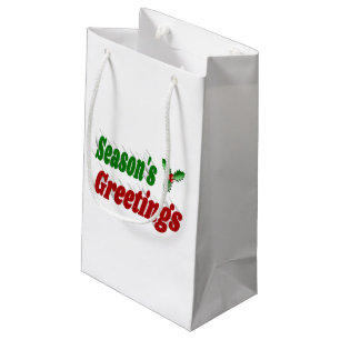 Sacola Para Presentes Pequena Seasons saúda a tipografia de Natal Holly