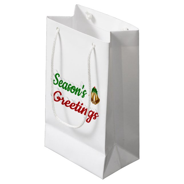 Sacola Para Presentes Pequena Seasons Saudações Belga Escrito verde de Natal (Frente inclinada)