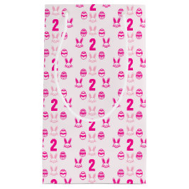 Sacola Para Presentes Pequena Segundo aniversário de Páscoa rosa