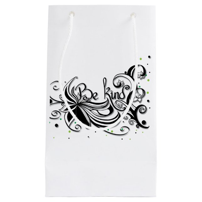 Sacola Para Presentes Pequena SEJA GENTIL! Citação de caligrafia inspiradora (Frente)