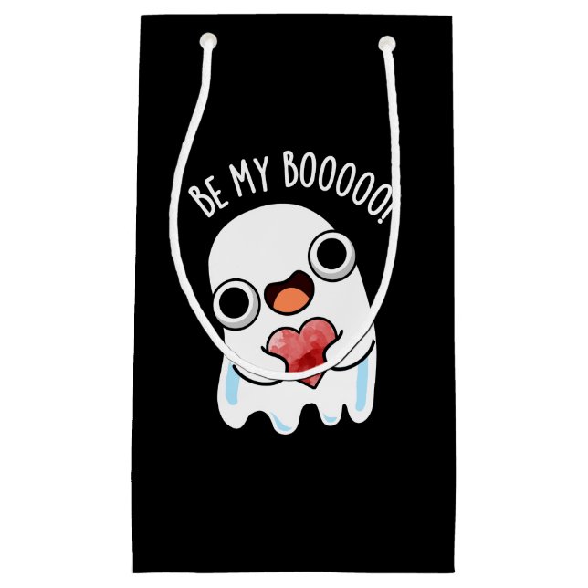 Sacola Para Presentes Pequena Seja Meu Boo Engraçado Fantasma Escuro BG (Frente)