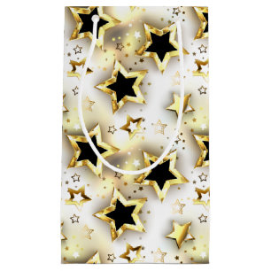 Sacola Para Presentes Pequena Sem costura leve com estrelas douradas