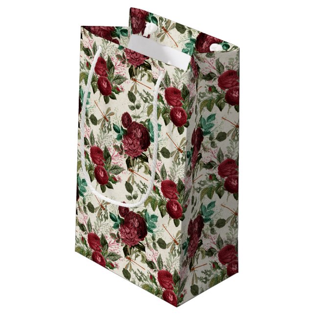 Sacola Para Presentes Pequena Série Rosa e Dragonfly (Design 14) (Verso inclinado)