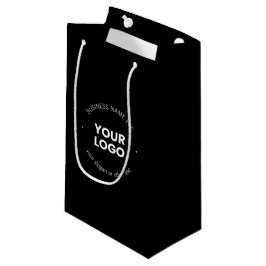 Sacola Para Presentes Pequena Seu logotipo comercial & texto editável | Preto & 