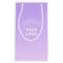 Sacola Para Presentes Pequena Seu Logotipo | Gradiente Ombre Lavanda Sutil