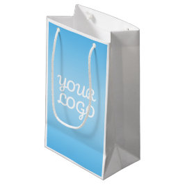 Sacola Para Presentes Pequena Seu Logotipo & Moderno Simples Ombre | Azul Claro