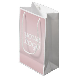 Sacola Para Presentes Pequena Seu Logotipo & Ombre Rosa Blush Moderno e Elegante