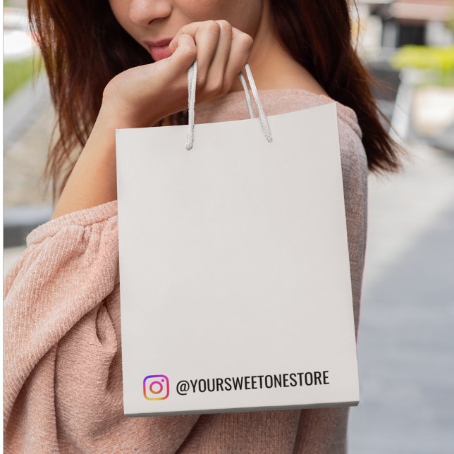 Sacola Para Presentes Pequena Seu Nome no Instagram Ícone de Mídia Social Marca  (Criador carregado)