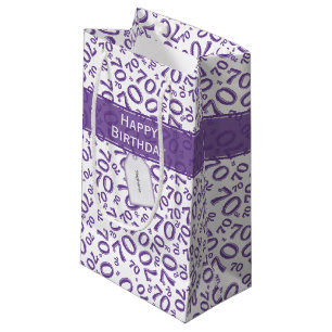 Sacola Para Presentes Pequena Seu texto: 70 Aniversário Roxo 70 Padrão