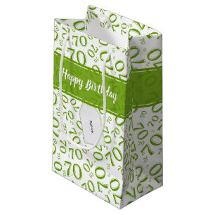 Sacola Para Presentes Pequena Seu texto: 70 Aniversário Verde Número 70 Padrão
