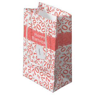 Sacola Para Presentes Pequena Seu texto: 70 Birthday Coral Número 70 Padrão