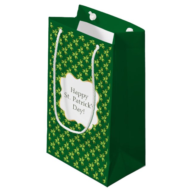 Sacola Para Presentes Pequena Shamrock Three Leaf Clover Graphic (Frente inclinada)