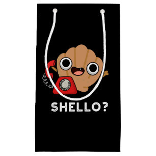 Sacola Para Presentes Pequena Shello Funny Sea Shell Pun Dark BG