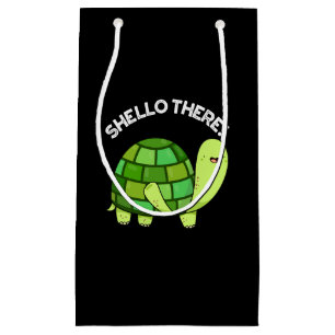 Sacola Para Presentes Pequena Shello Lá Engraçado Tortoise Pun Dark BG