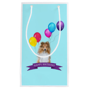 Sacola Para Presentes Pequena Sheltie Shetland Sheepdog Happy Birthday Gift Bag