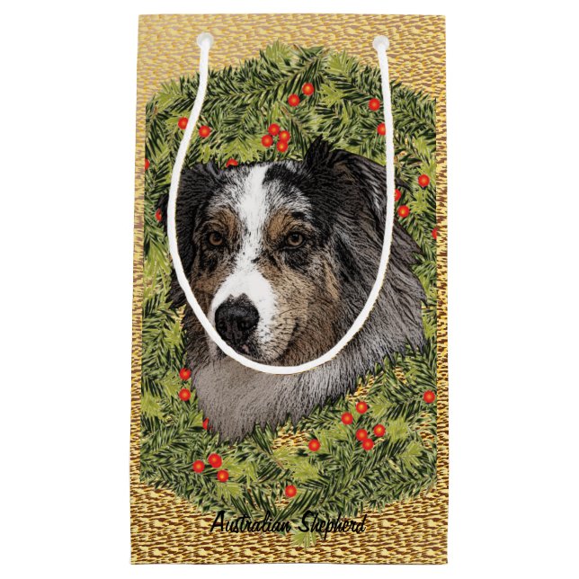 Sacola Para Presentes Pequena Shepherd Wreath australiano (Frente)