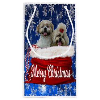 Sacola Para Presentes Pequena Shih tzu Gift Bag Natal