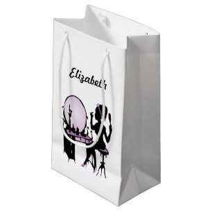 Sacola Para Presentes Pequena Silhouette Fashionista, Púrpura Chic e Mulher Negr
