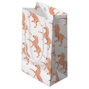 Sacola Para Presentes Pequena Silhuette de Zebra Laranja e Branca