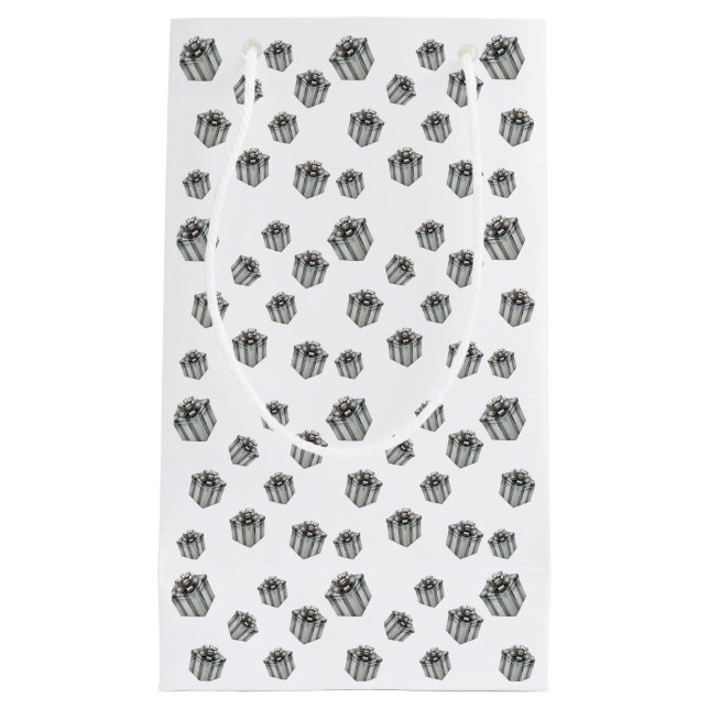 Sacola Para Presentes Pequena Silver Gift Boxes Elegant Holiday Premium Party (Frente)