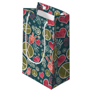 Sacola Para Presentes Pequena Símbolo de Paz Hipster Pacifismo Sinal Design