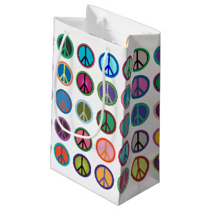 Sacola Para Presentes Pequena Símbolos de paz coloridos