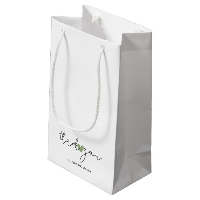Sacola Para Presentes Pequena Simples Script de Caligrafia Casamento Coração Ver (Verso inclinado)