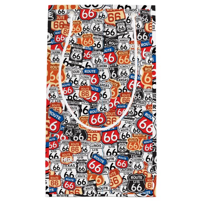 Sacola Para Presentes Pequena Sinais de estrada da rota 66 (Frente)