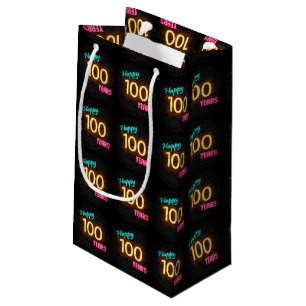 Sacola Para Presentes Pequena Sinal de néon para o 100th aniversário