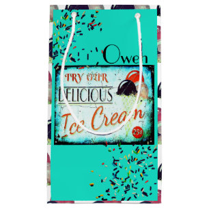 Sacola Para Presentes Pequena Sinal de sorvete de tartaruga de vindima