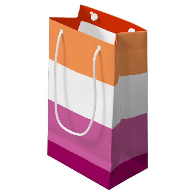 Sacola Para Presentes Pequena Sinalizador LGBTQ do Orgulho Lésbico (Frente inclinada)