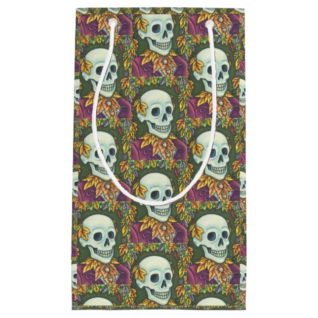 SACOLA PARA PRESENTES PEQUENA SKELETON GOTIC GENTLEMAN SKULL HALLOWEEN GIFT BAG (Frente)