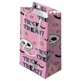Sacola Para Presentes Pequena Skeletons Bonitos Rosa Para O Halloween