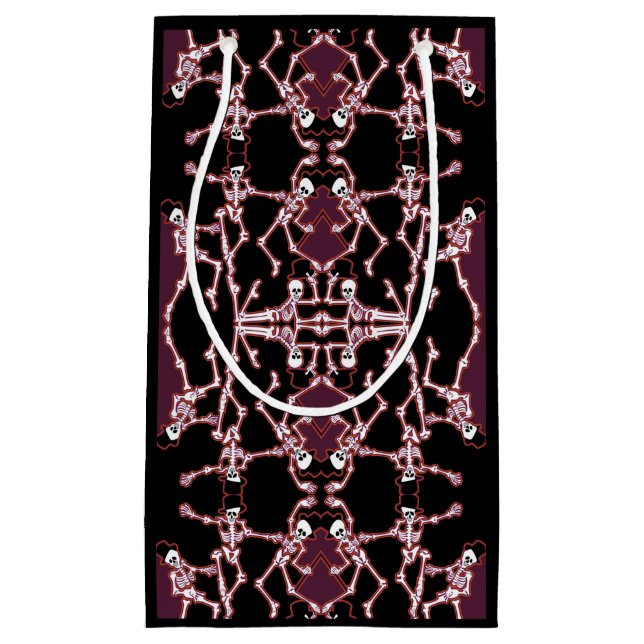 Sacola Para Presentes Pequena Skeletons Dançantes Ghoulish Gift Bag (Frente)