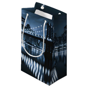Sacola Para Presentes Pequena Skyline Nightscape Monocromático em Nova Iorque