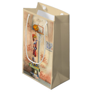 Sacola Para Presentes Pequena Slam Dunk, em Basquetebol Hoop, por Jay Throckmort